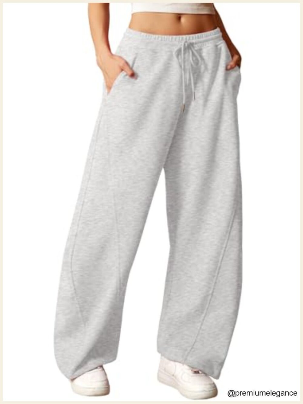 ELLEVEN Wide Leg Barrel Sweatpants with Pockets Drawstring Waist